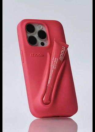 Чохол rhode lip case, чохол для айфона rhode lip, чохол на 14 і 15 айфон, матовий чохол для айфона червоний