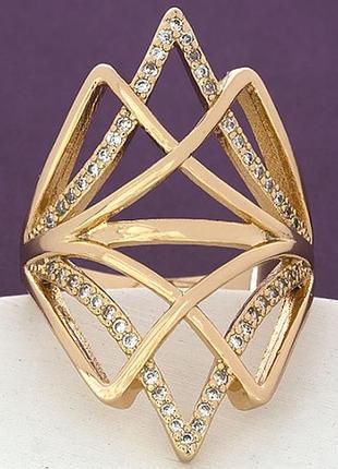 Кільце 17 розмір, xuping з фіанітами з позолотою 18к