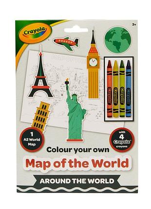 Crayola розмальовка "карта світу: навколо землі" з олівцями