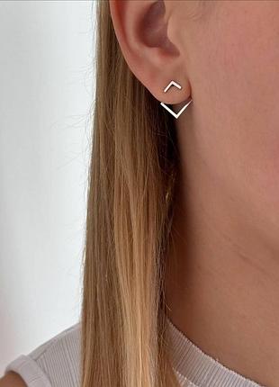 Серебряные серьги женские ромбы