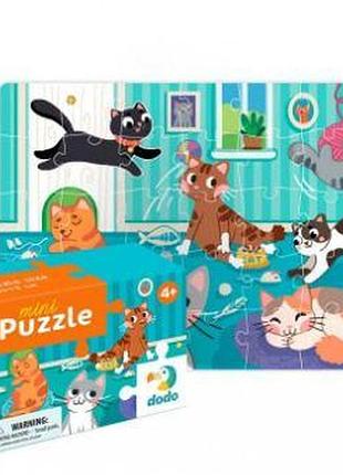 Пазли-міні "котики-бешкетники" 300284 (24) "dodo", розмір елемента 3х3см, розмір зібраної картинки 20х13см, в