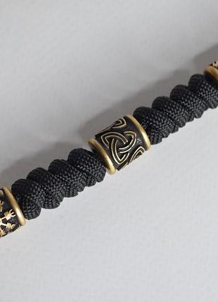 Браслет с молотом тора вегвизиром и шлемом ужаса ручного литья + брелок в подарок