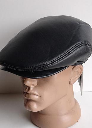 Кепка мужская натуральная кожа decard осень зима классическая реглан тёплая черная с ушами на флисе