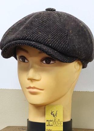 Кепка шерстяная мужская восьмиклинка хулиганка шерсть букле 25/10 теплая comfort heads осень зима флис уши 60