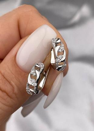 Серьги серебряные с фианитами