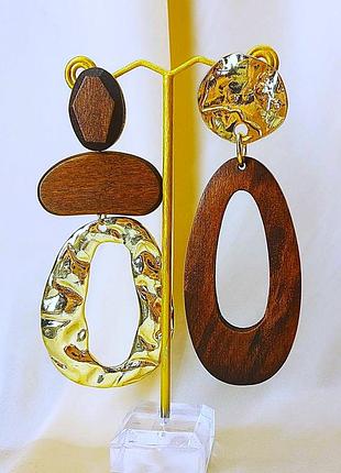 Сережки бижутерия большие асимметричные