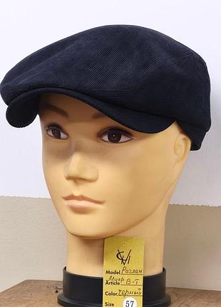 Кепка мужская реглан гаврош хулиганка микро вельвет овая чёрная демисезонная comfort весення осенняя слимтекс