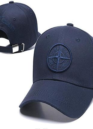 Бейсболка stone island котон цвет синий