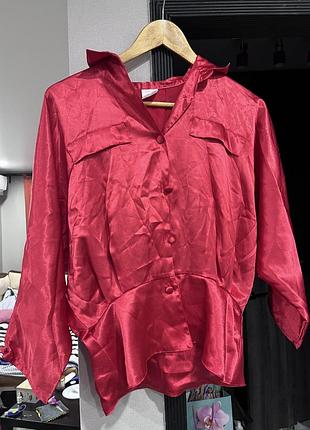 Сорочка атласна червона