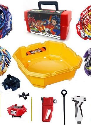 Бейблейд набор 12 в 1 арена 40см + 4 волчка + 4 запускача + 2 ручки + бокс для хранения 300146