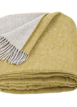 Плед мериносовий 2 кольори св.сірий-гірчиця love you 140 x 200 см