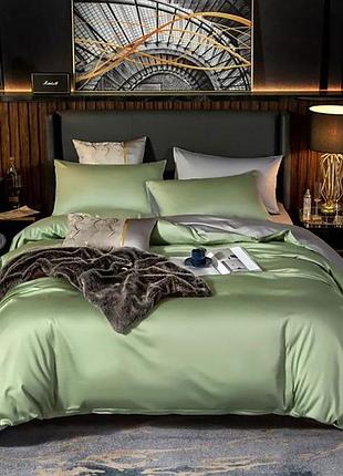 Постільна білизна green fog premium сатин однотон meriset - полуторний
