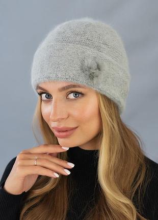 Шапка на подкладке с отворотом "фрея" (5512) серый