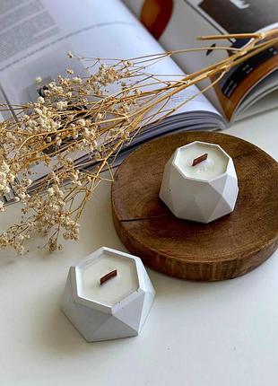 Набор ароматических соевых свечей в гипсовых кашпо mini 2шт aphrodisiac