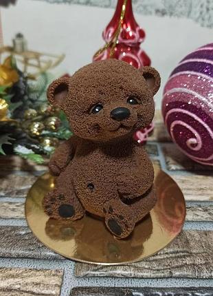 Шоколадная фигурка мишка сладкий подарок фигурка на торт шоколад ручной работы