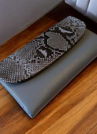 Женский кошелек на магните экокожа мягкий saralyn 7029а под рептилию голубой