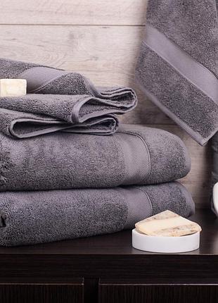 Полотенце махровое для бани 100*150 см зара 700 плотность серый