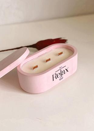 Cоевая свеча с эфирными аромамаслами в гипсовом кашпо mono m с крышкой fresh & amber