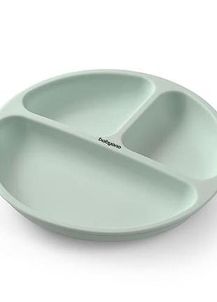 Силиконовая тарелка с присоской мятный babyono польша