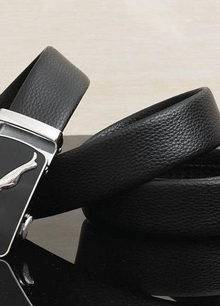 Мужской ремень пояс ягуар,ремень мужской кожаный jaguar с пряжкой автомат серебро