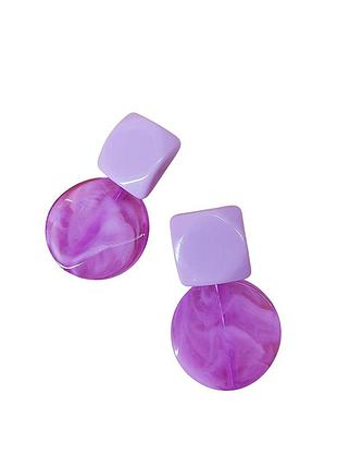 Сережки женские фиолетовые принт кварца
