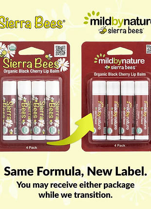 Mild by nature, sierra bees™, органічні бальзами для губ, черешня, набір із 4 шт. по 4,25 г