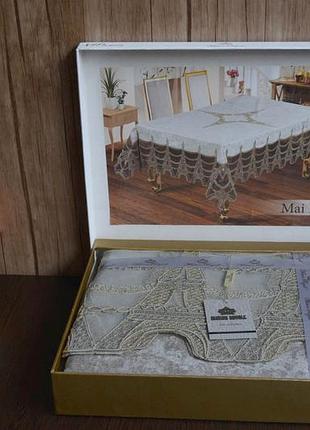 Велюровая скатерть 160x220 на прямоугольный стол однотонная красивая, сервировочные скатерти турецкое серый