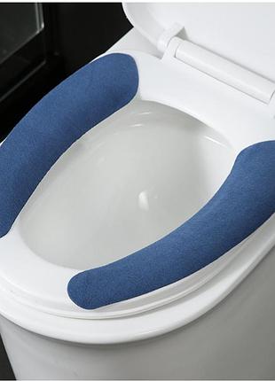 Наклейка бархатистая на крышку унитаза. накладка, чехол на унитаз (синий)