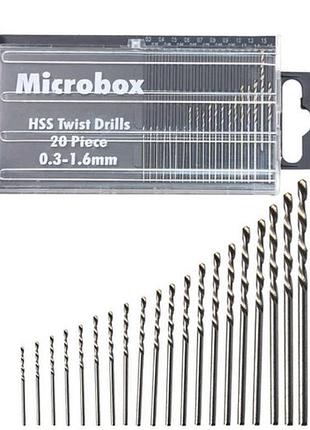 Набор мини сверл hss 20шт. 0,3 мм-1,6 мм