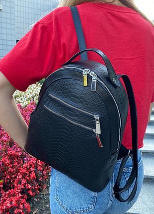 Рюкзак из натуральной кожи среднего размера итальянская фурнитура разные цвета кожи черный кожа питона