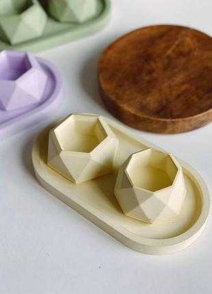 Набор гипсовых кашпо mini на подставке для кактусов и суккулентов, емкость для заливки свечей желтый