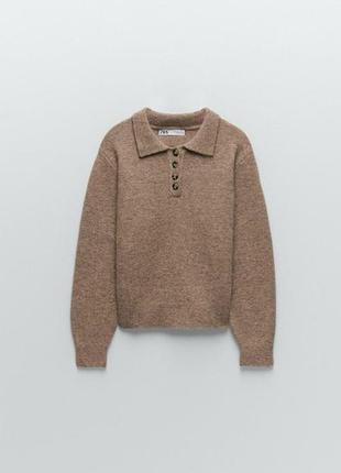 Женский джемпер поло с содержанием шерсти