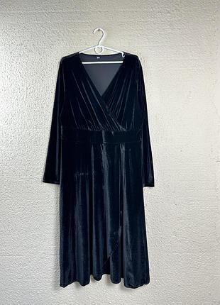 Оксамитова велюрова сукня міді батал, великий розмір