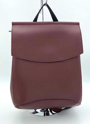 Женский рюкзак - сумка 2 в 1 трансформер из эко кожи черный бордовый