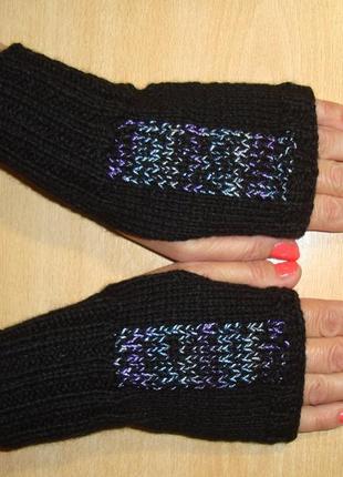 Митенки перчатки без пальцев вязаные дизайнерские - новогодняя акция!7 фото