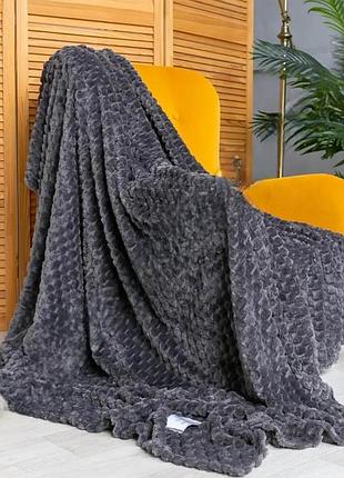 Плед евро koloco "3d узор" 220 х 240 см (37909) темно-серый