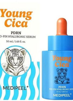Ультразволожувальна сироватка з pdrn і гіалуроновою кислотою medi-peel young cica pdrn exo-pin hyaluronic 50ml