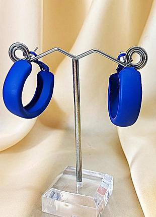 Сережки кольца темно синие