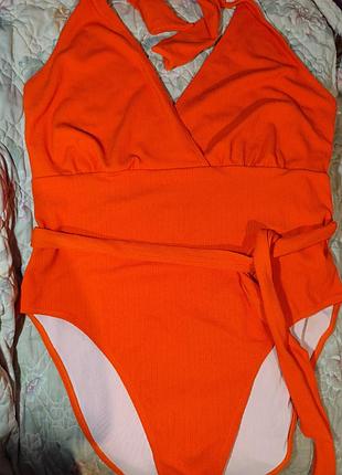 Шикарный слитный рельефный купальник с утяжкой в бассейн пляж тренировки большой размер