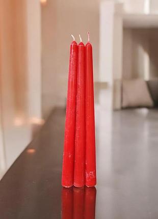 Червоні столові свічки "романтична мить", аромат льодяник