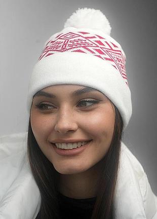 Шапка «skier» (7217) белый + красный