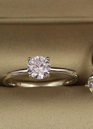 Кільце xuping jewelry тонке з білим каменем на чотири кріплення р 18 сріблясте