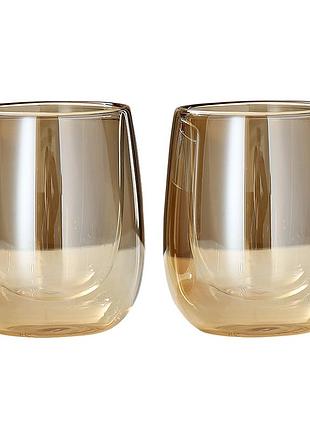 Vt-5407-250 набор стаканов gold с двойным дном vittora, 2 шт, 250мл