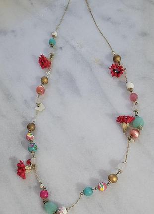 Бусы сотуар ожерелье в цветочном стиле маркировано длина 98 см