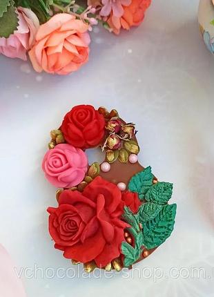 Шоколадна вісімка до 8 марта подарунок дівчині жінці вчителю мамі шоколадна листівка шоколад ручної роботи