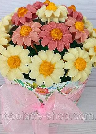 Шоколадный цветочный букет подарок женщине девушке на день рождения 8 марта шоколадные ромашки шоколад ручной
