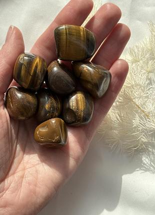 Тигрове око натуральне оброблене, галтовка 2-3 см, ціна за 1 шт обраної ваги