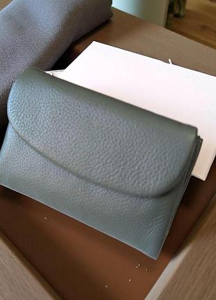 Кошелек женский кожаный маленький на магните с отделением для монет 12х10 см вишневый оливковый