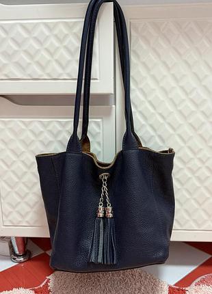 Шикарная кожаная сумка anna morellini /кожа /италия