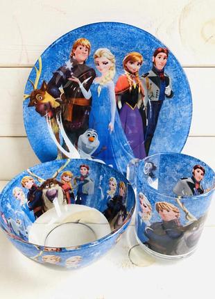 Детская стеклянная посуда холодное сердце детский набор frozen посуды abc